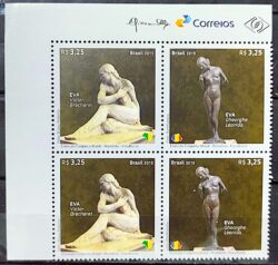C 3569 Selo Brasil Romenia Arte Escultura 2015 Quadra Vinheta Correios