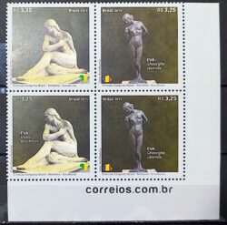 C 3569 Selo Brasil Romenia Arte Escultura 2015 Quadra Vinheta Site