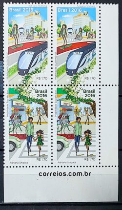 C 3651 Selo Mobilidade Sustentavel Bicicleta Trem Metro Onibus 2016 Quadra Vinheta Site