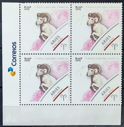 C 3813 Selo Signos do Zodiaco Aries 2019 Quadra Vinheta Correios