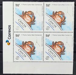C 3825 Selo Signos do Zodiaco Cancer 2019 Quadra Vinheta Correios
