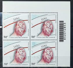 C 3829 Selo Signos do Zodiaco Leao 2019 Quadra Codigo de Barras
