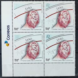C 3829 Selo Signos do Zodiaco Leao 2019 Quadra Vinheta Correios