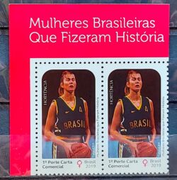C 3834 Selo Mulheres Brasileiras Hortencia Basquete Esporte 2019 Vinheta Texto