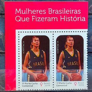 C 3834 Selo Mulheres Brasileiras Hortencia Basquete Esporte 2019 Vinheta Texto