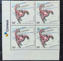 C 3872 Selo Signos do Zodiaco Escorpiao 2019 Quadra Vinheta Correios