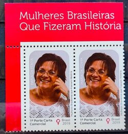 C 3873 Selo Mulheres Brasileiras Que Fizeram Historia Maria da Penha Direitos da Mulher 2019 Vinheta Texto
