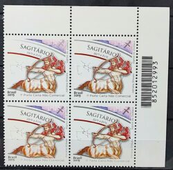 C 3874 Selo Signos do Zodiaco Sagitario 2019 Quadra Codigo de Barras
