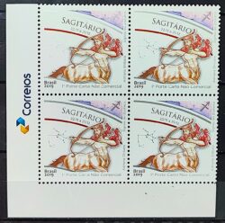C 3874 Selo Signos do Zodiaco Sagitario 2019 Quadra Vinheta Correios