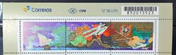 C 4059 Selo Centenario Travessia Aerea do Atlantico Sul Aviao Navio Mapa 2022 Vinheta Correios Codigo de Barras