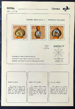 Edital 1977 30 Natal Presepios Populares Religiao Com Selo Interno CBC e CPD SP