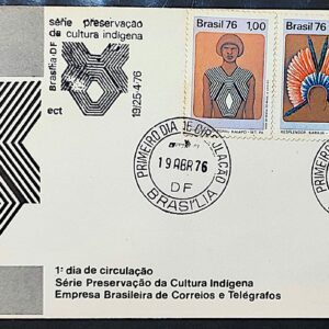 Envelope FDC 090 1976 Cultura Indigena Indio CBC e CPD Brasilia