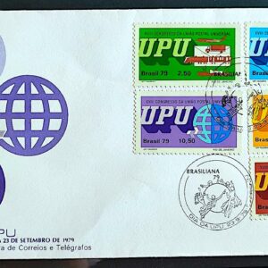 Envelope FDC 183 1979 Congresso da UPU Servico Postal Aviao Trem Navio Bandeira Servico Postal CBC RJ