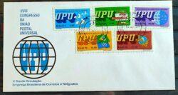 Envelope FDC 183 1979 Congresso da UPU Servico Postal Aviao Trem Navio Bandeira Servico Postal CPD Juiz de Fora