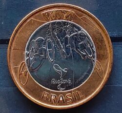 Moeda Brasil Olimpiadas 1 Real Paratriatlo Flor de Cunho