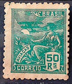 Selo Regular Cod RHM 299 Vovo Aviacao Aviao 50 Reis Filigrana N 1936 1