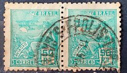 Selo Regular Cod RHM 299 Vovo Aviacao Aviao 50 Reis Filigrana N 1936 Circulado Par 1