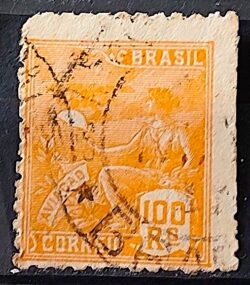 Selo Regular Cod RHM 300 Vovo Aviacao Aviao 100 Reis Filigrana N 1936 Circulado 1