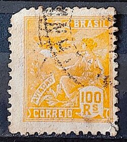 Selo Regular Cod RHM 300 Vovo Aviacao Aviao 100 Reis Filigrana N 1936 Circulado 3