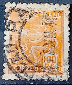 Selo Regular Cod RHM 300a Vovo Aviacao Aviao 100 Reis Filigrana N 1936 Circulado 11