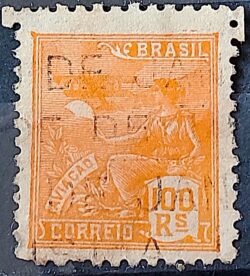 Selo Regular Cod RHM 300a Vovo Aviacao Aviao 100 Reis Filigrana N 1936 Circulado 15