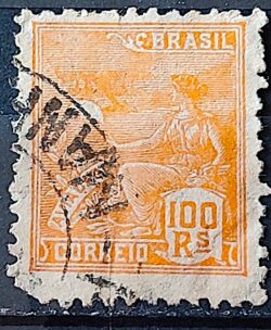 Selo Regular Cod RHM 300a Vovo Aviacao Aviao 100 Reis Filigrana N 1936 Circulado 19