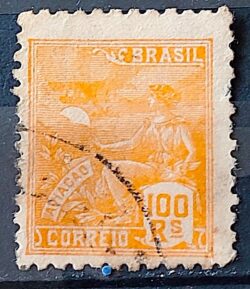 Selo Regular Cod RHM 300a Vovo Aviacao Aviao 100 Reis Filigrana N 1936 Circulado 21