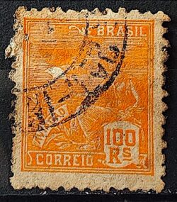 Selo Regular Cod RHM 300a Vovo Aviacao Aviao 100 Reis Filigrana N 1936 Circulado 23