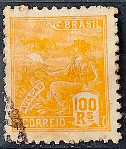 Selo Regular Cod RHM 300a Vovo Aviacao Aviao 100 Reis Filigrana N 1936 Circulado 24