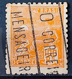 Selo Regular Cod RHM 300a Vovo Aviacao Aviao 100 Reis Filigrana N 1936 Circulado 5