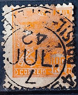 Selo Regular Cod RHM 300a Vovo Aviacao Aviao 100 Reis Filigrana N 1936 Circulado 6