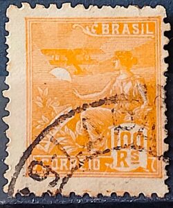 Selo Regular Cod RHM 300a Vovo Aviacao Aviao 100 Reis Filigrana N 1936 Circulado 7