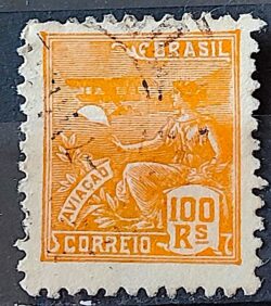 Selo Regular Cod RHM 300a Vovo Aviacao Aviao 100 Reis Filigrana N 1936 Circulado 8