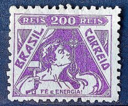 Selo Regular Cod RHM 301 Vovo Fe e Energia 200 Reis Filigrana N Religiao 1936 1