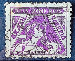Selo Regular Cod RHM 301 Vovo Fe e Energia 200 Reis Filigrana N Religiao 1936 Circulado 5