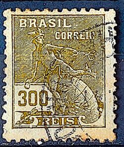 Selo Regular  RHM 302 Vovo Mercurio e Globo 300 Reis Filigrana N 1936 Circulado 4
