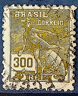 Selo Regular  RHM 302 Vovo Mercurio e Globo 300 Reis Filigrana N 1936 Circulado 5