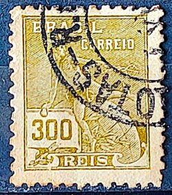 Selo Regular  RHM 302 Vovo Mercurio e Globo 300 Reis Filigrana N 1936 Circulado 6