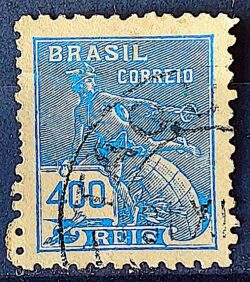 Selo Regular  RHM 303 Vovo Mercurio e Globo 400 Reis Filigrana N 1936 Circulado 1