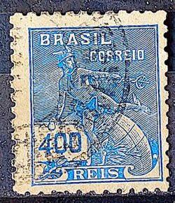 Selo Regular  RHM 303 Vovo Mercurio e Globo 400 Reis Filigrana N 1936 Circulado 11