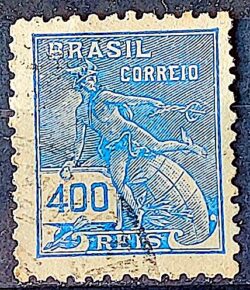 Selo Regular  RHM 303 Vovo Mercurio e Globo 400 Reis Filigrana N 1936 Circulado 12