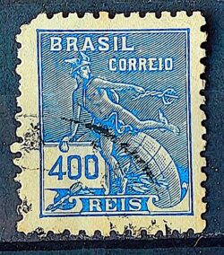 Selo Regular  RHM 303 Vovo Mercurio e Globo 400 Reis Filigrana N 1936 Circulado 16