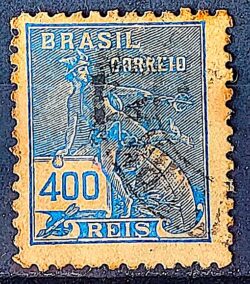 Selo Regular  RHM 303 Vovo Mercurio e Globo 400 Reis Filigrana N 1936 Circulado 2