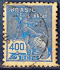 Selo Regular  RHM 303 Vovo Mercurio e Globo 400 Reis Filigrana N 1936 Circulado 3
