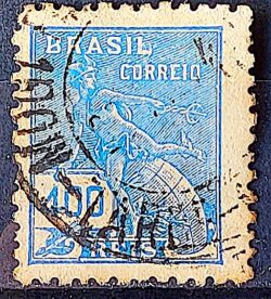 Selo Regular  RHM 303 Vovo Mercurio e Globo 400 Reis Filigrana N 1936 Circulado 4