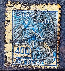 Selo Regular  RHM 303 Vovo Mercurio e Globo 400 Reis Filigrana N 1936 Circulado 5