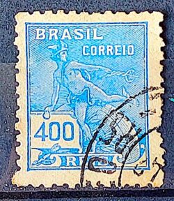 Selo Regular  RHM 303 Vovo Mercurio e Globo 400 Reis Filigrana N 1936 Circulado 6