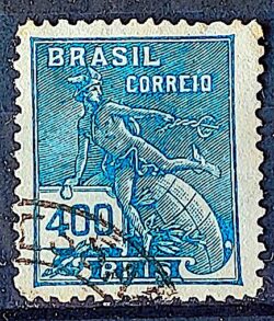Selo Regular  RHM 303 Vovo Mercurio e Globo 400 Reis Filigrana N 1936 Circulado 9