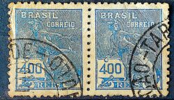 Selo Regular  RHM 303 Vovo Mercurio e Globo 400 Reis Filigrana N 1936 Par Circulado 1