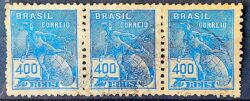 Selo Regular  RHM 303 Vovo Mercurio e Globo 400 Reis Filigrana N 1936 Terno Circulado 1